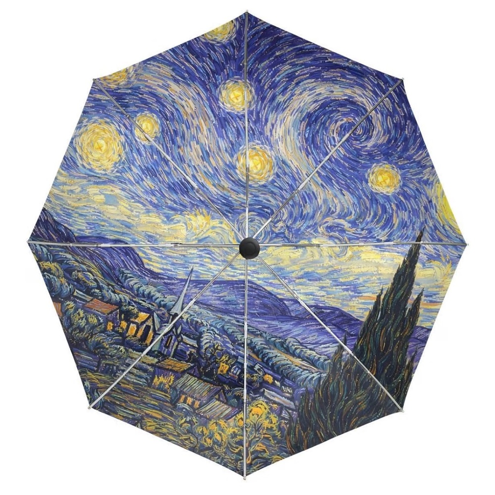 EUC! Rain/Sun Umbrella: Anti UV Sunblock Sun Parasol Van Gogh Starry Night